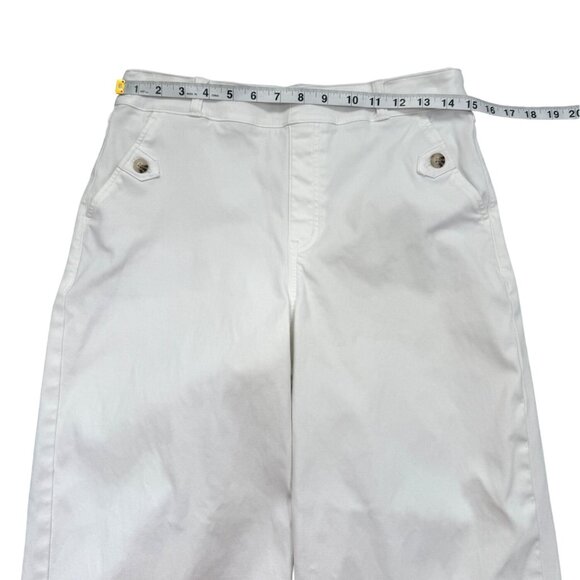 Spanx White Wide-Leg Cropped Pants Womens Cotton Blend Pull-On Size L - Picture 5 of 10